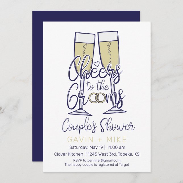 Cheers to the Grooms Couples Wedding Shower Invitation (Front/Back)