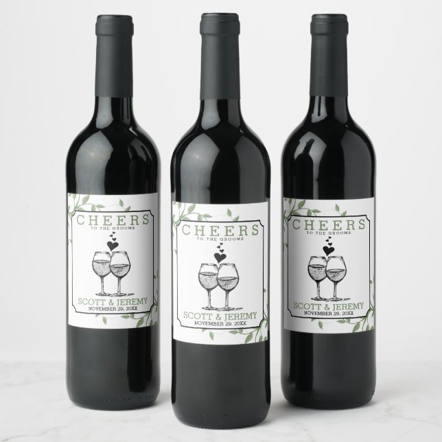 Cheers to the Grooms Wine Bottle Label (Bottles)