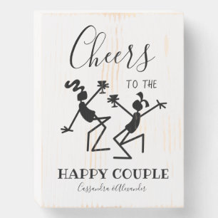 Cheers to the Happy Couple Customized Wooden Box Sign