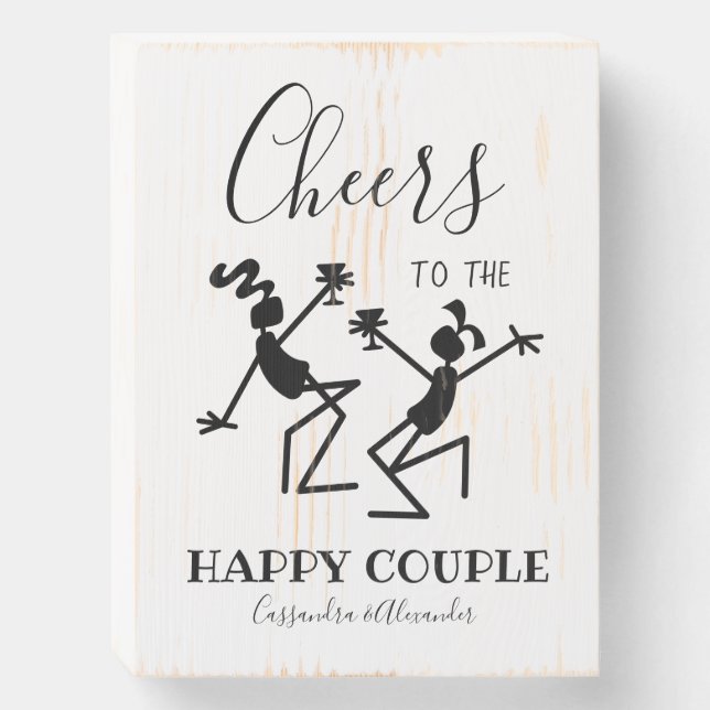 Cheers to the Happy Couple | Customized Wooden Box Sign (Front Vertical)