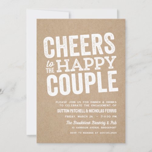 Cheers to the happy couple engagement prewedding invitation