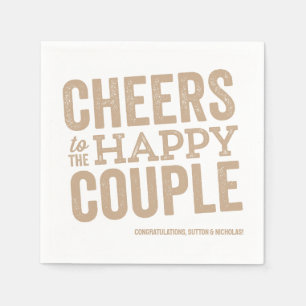 Cheers to the happy couple neutral wedding napkins