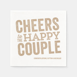 Cheers to the happy couple neutral wedding napkins