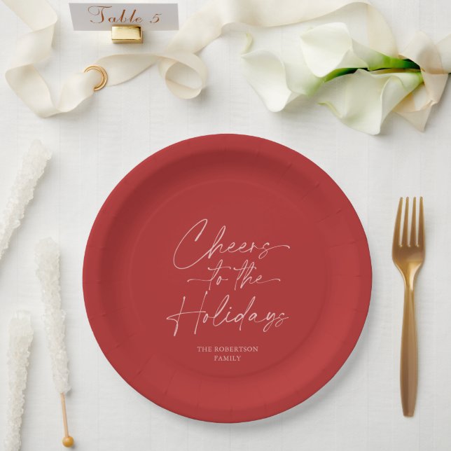 Cheers to the Holidays Festive Paper Plates (Wedding)