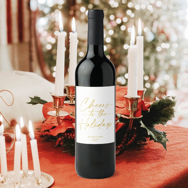 Cheers to the Holidays Personalized Wine Bottle Wine Label (Creator Uploaded)