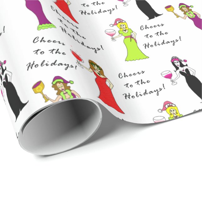 Cheers To The Holidays! Wine Women Wrapping Paper (Roll Corner)