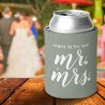 Cheers To The New Mr. & Mrs. Wedding Can Cooler<br><div class="desc">Celebrate the newlywed or use the can cooler for casual wedding favors. Email @ JMR_Designs@yahoo.com if you need assistance or have any special request.</div>