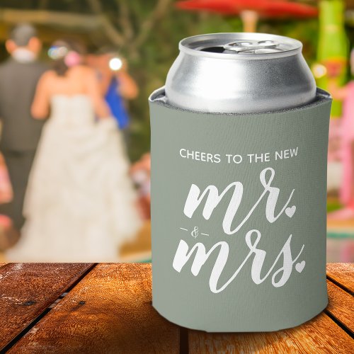 Cheers To The New Mr  Mrs Wedding Can Cooler