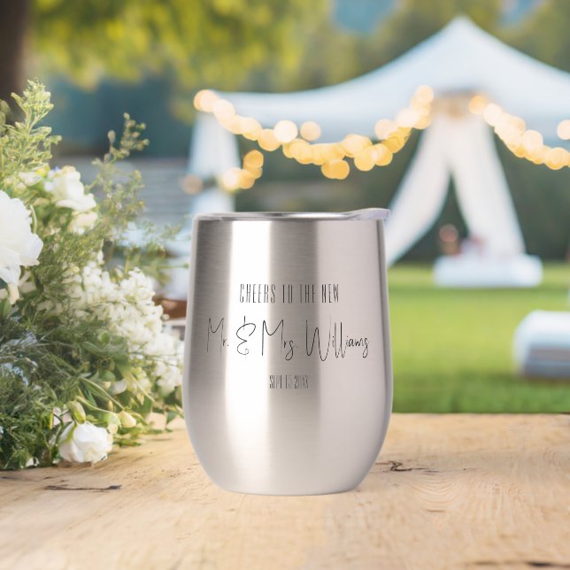 Cheers To The New... Stemless  Thermal Wine Tumbler (Wedding)