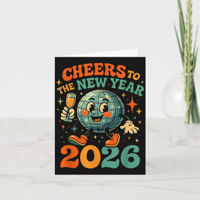 Cheers To The New Year 2026 Retro Disco Gift  Card (Front)