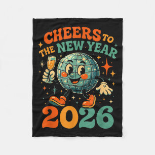 Cheers To The New Year 2026 Retro Disco Gift Fleece Blanket