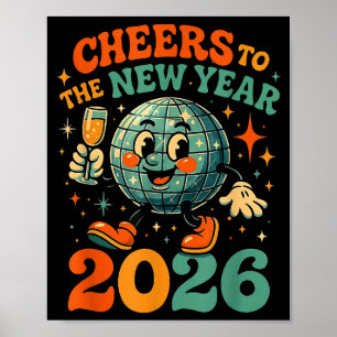 Cheers To The New Year 2026 Retro Disco Gift  Poster