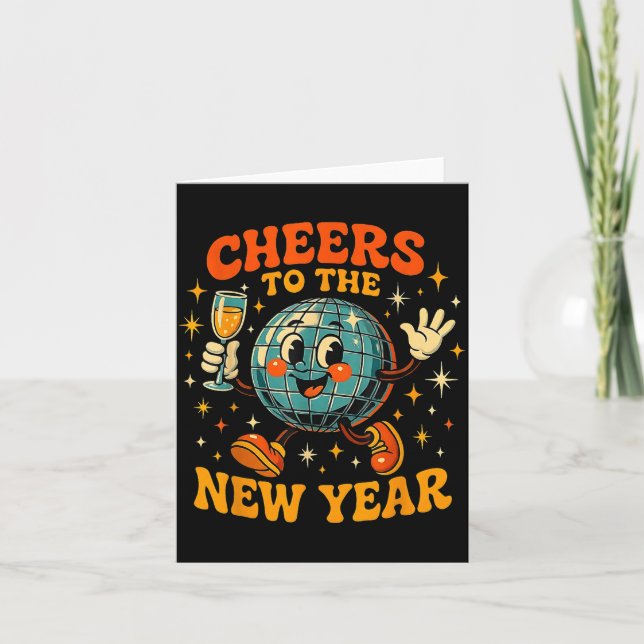 Cheers To The New Year 2026 Retro Party Gift  Card (Front)