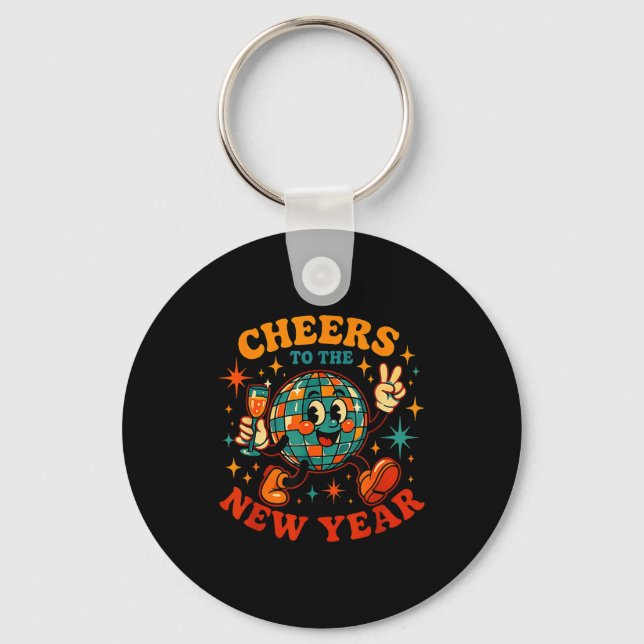 Cheers To The New Year 2026 Retro Party Gift  Keychain (Front)