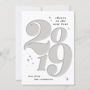 Cheers to the new year bold 2019 holiday card