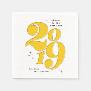 Cheers to the new year bold 2019 holiday napkins