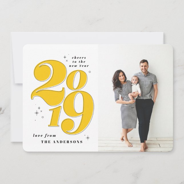 Cheers to the new year bold 2019 photo holiday (Front)