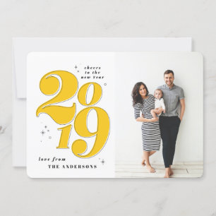 Cheers to the new year bold 2019 photo holiday card