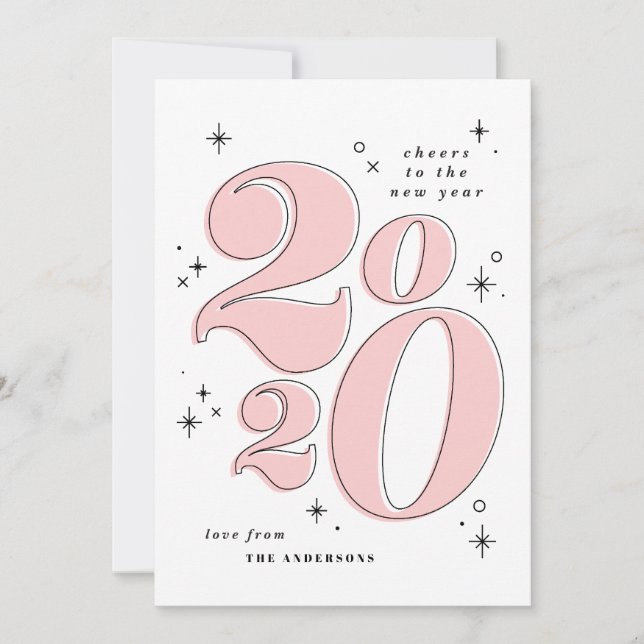Cheers to the new year bold 2020 typography holiday card (Front)