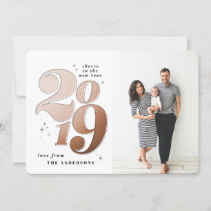 Cheers to the new year bronze 2019 photo holiday card
