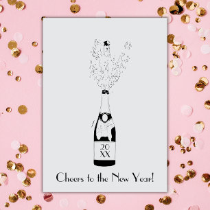 Cheers To The New Year Champagne Bottle Greeting Card