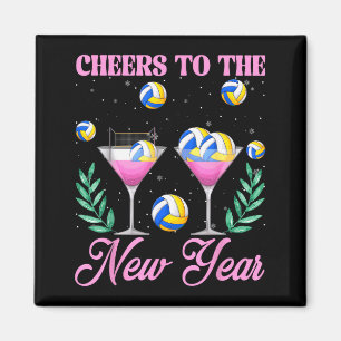 Cheers To The New Year Champagne Gl & Volleyba Magnet