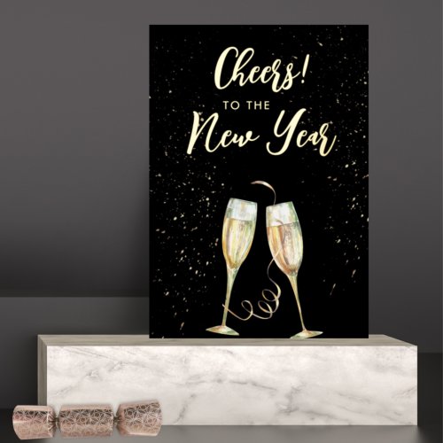Cheers to the New Year Champagne Glasses Foil Holiday Card