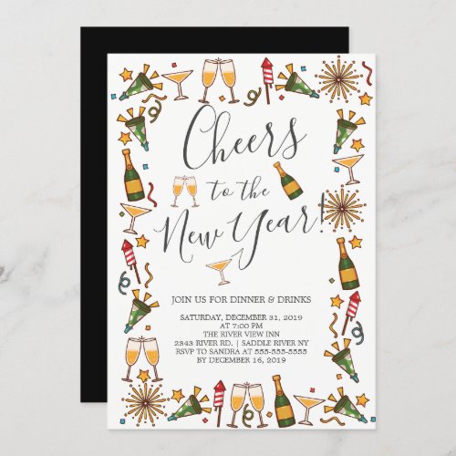 Cheers to the New Year Cocktail Party Invitation