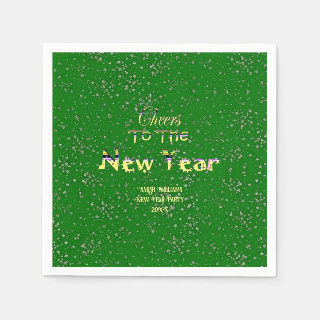 Cheers to the New Year Crafts | Party Green   Napkins (Front)