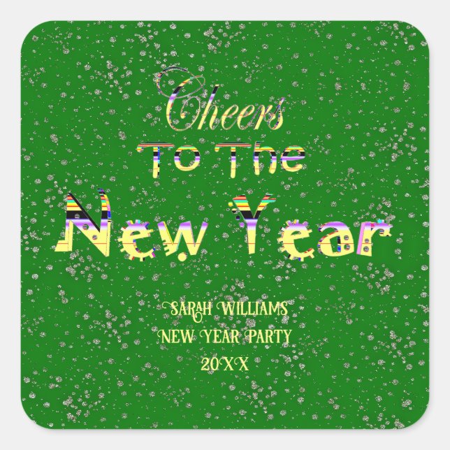 Cheers to the New Year Crafts | Party Green  Square Sticker (Front)