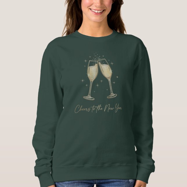 Cheers to the New Year Elegant Champagne Glasses Sweatshirt (Front)