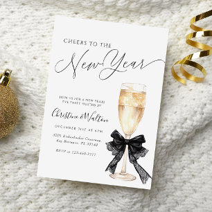 Cheers to the New Year Elegant Champagne New Year Invitation