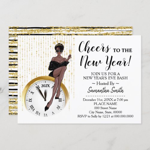 Cheers to the New Year Glitter Girls Night out Invitation