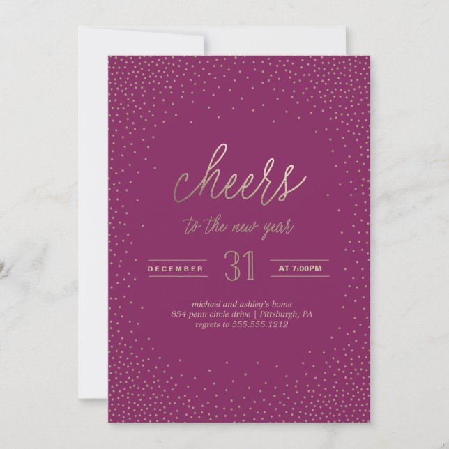 CHEERS TO THE NEW YEAR holiday party invitation (Front)