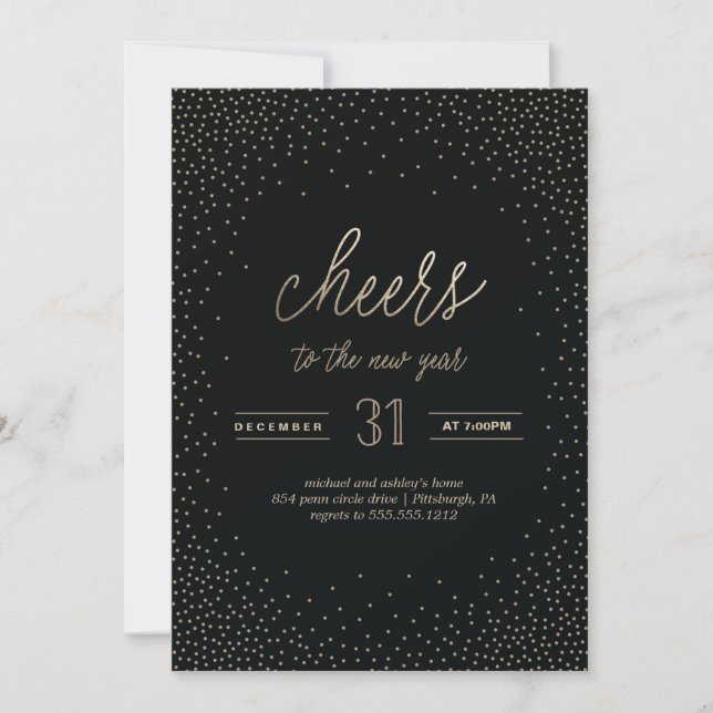 CHEERS TO THE NEW YEAR holiday party invitation (Front)