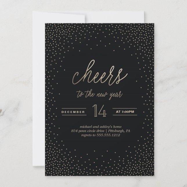 CHEERS TO THE NEW YEAR holiday party invitation (Front)