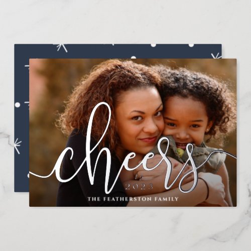 Cheers to the New Year Horizontal Photo Foil Holiday Card