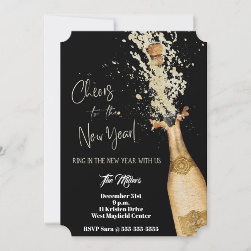 Cheers To The New Year  Invitation