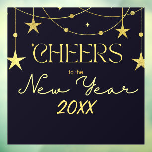 Cheers to the New Year message stars Window Cling