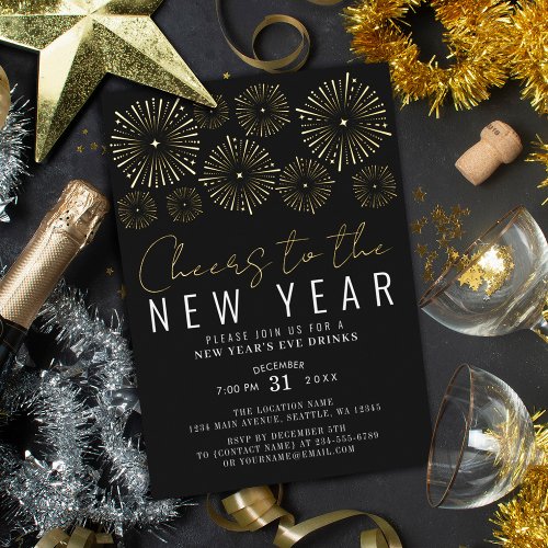 Cheers To The New Year New Year Party Foil Invitat Foil Invitation