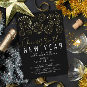 Cheers To The New Year New Year Party Foil Invitat Invitation