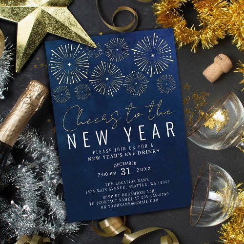 Cheers To The New Year New Year Party Foil Invitation