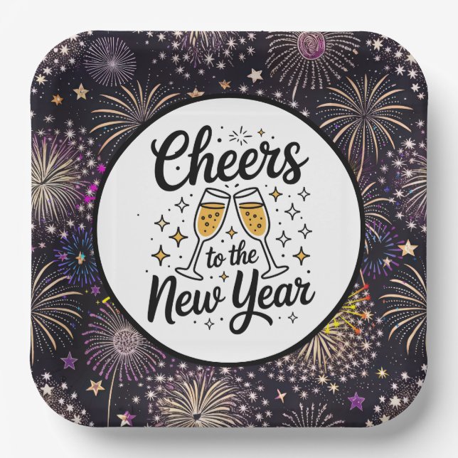 Cheers To The New Year  Paper Plates (Front)