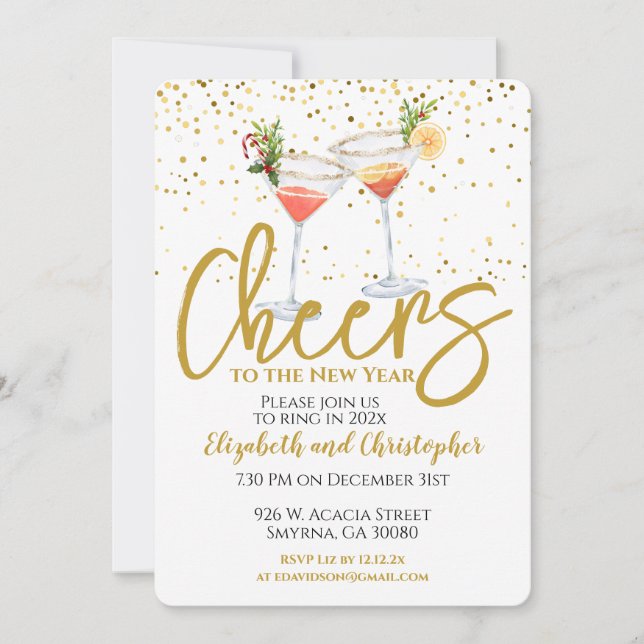 Cheers To the New Year Party Invitation (Front)