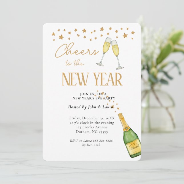 Cheers to the New Year Party  Invitation (Standing Front)