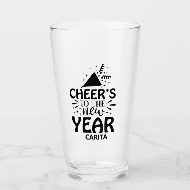 Cheers to the New Year Personalized Glass Cup (Front)