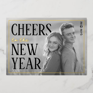 Cheers to the New Year Photo Foil Holiday Card
