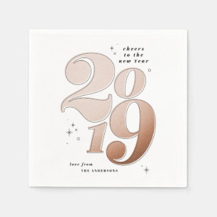 Cheers to the new year rose gold 2019 holiday napkins