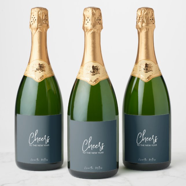 Cheers To The New Year Sparkling Wine Label (Bottles)