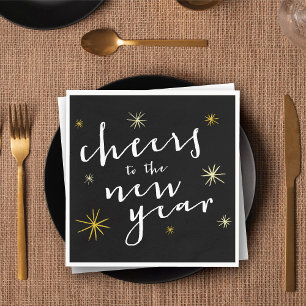 Cheers To The New Year Starbursts Fireworks Modern Paper Napkins